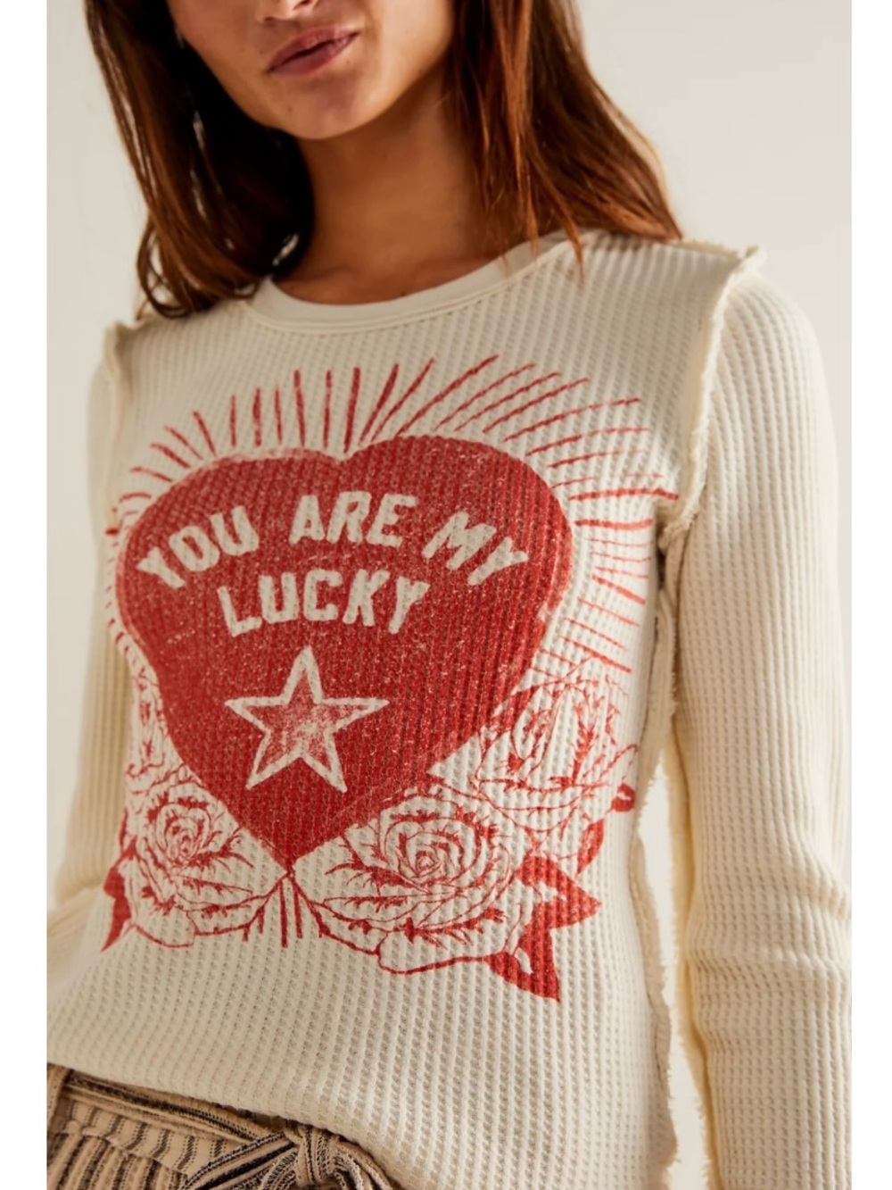 Free People Lucky Locket Cotton Thermal Top Medium